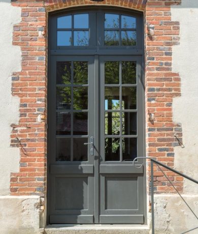 Porte semi vitrée deux vantaux bicolore